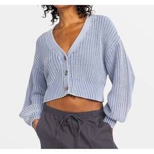 NEW ROXY sundaze washed cardigan in infinity blue